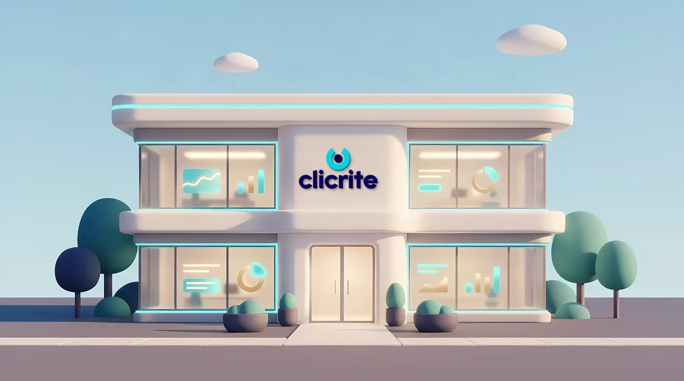 The clicrite office building on a sunny morning
